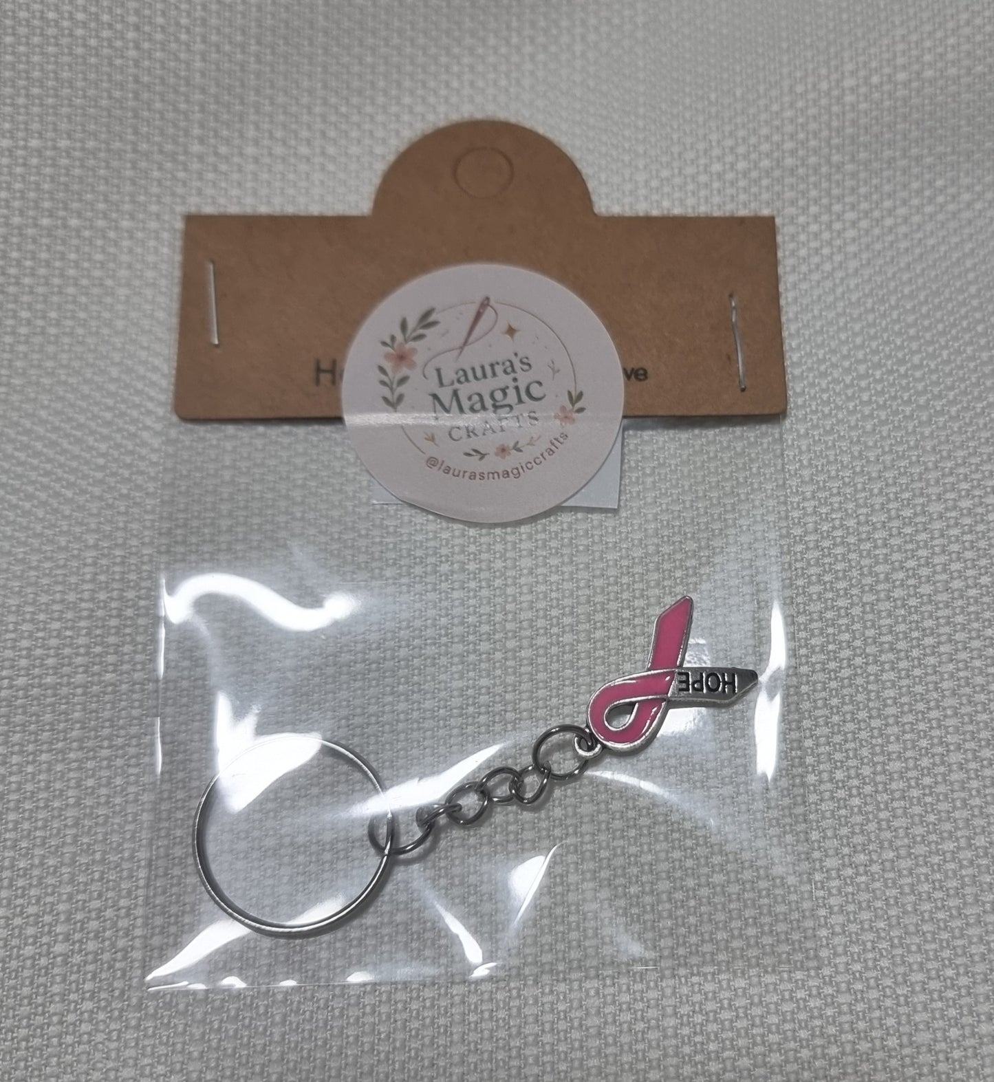 Cancer Bow - pink key ring