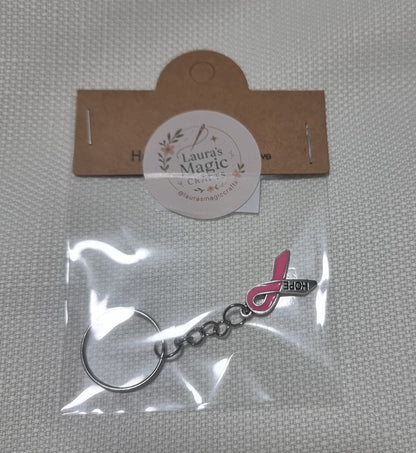 Cancer Bow - pink key ring