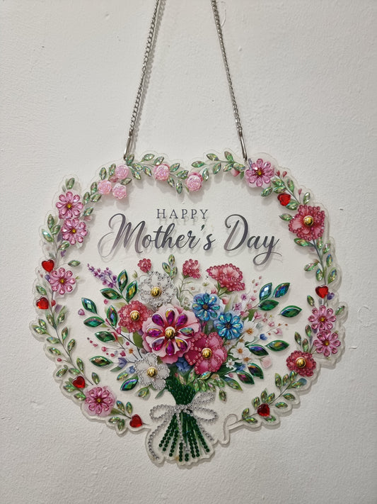 Handmade Mother’s Day Floral Hanging Decoration with Diamond Art Finish