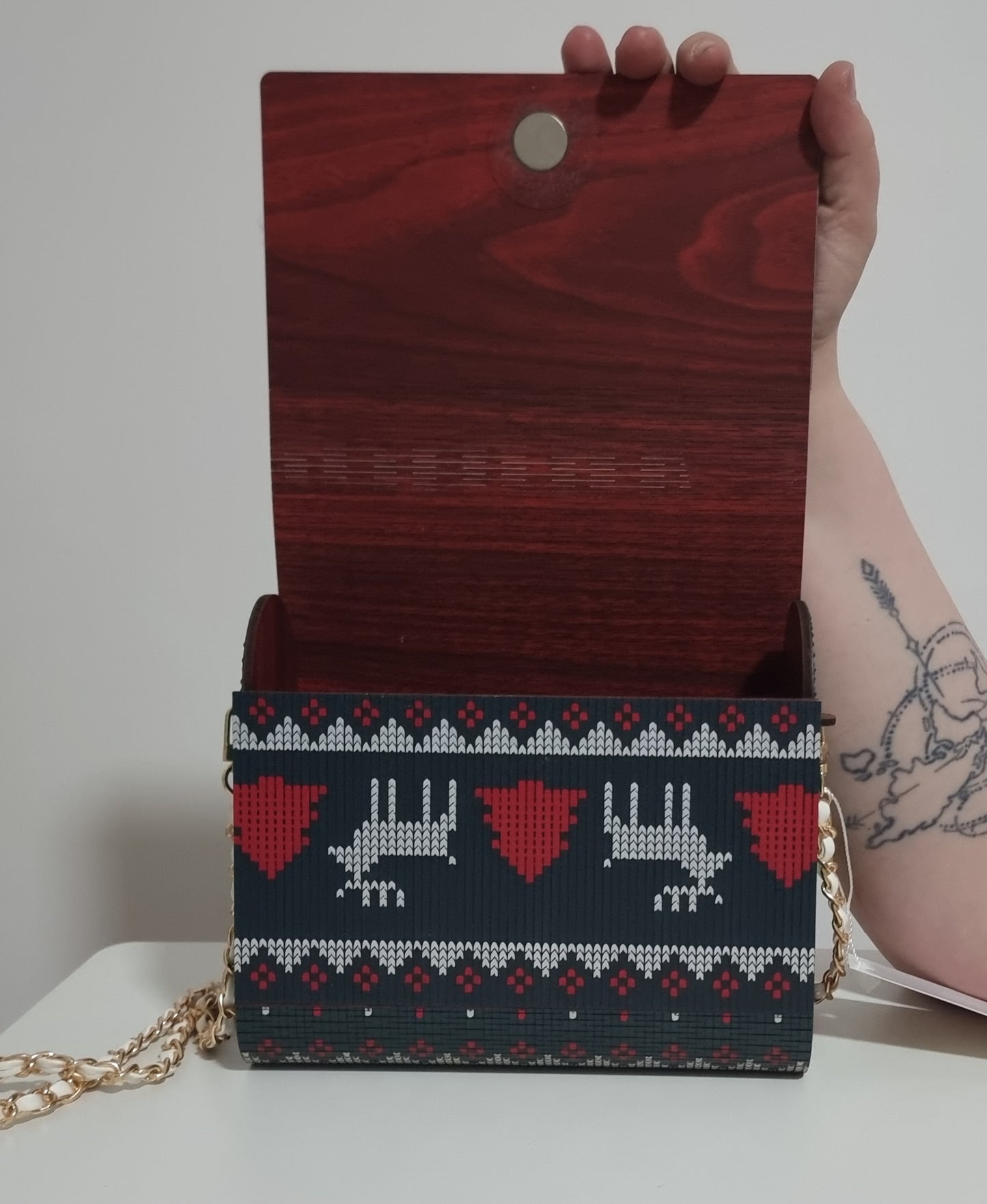 Unique Wooden Christmas Bag with diamond painting finish