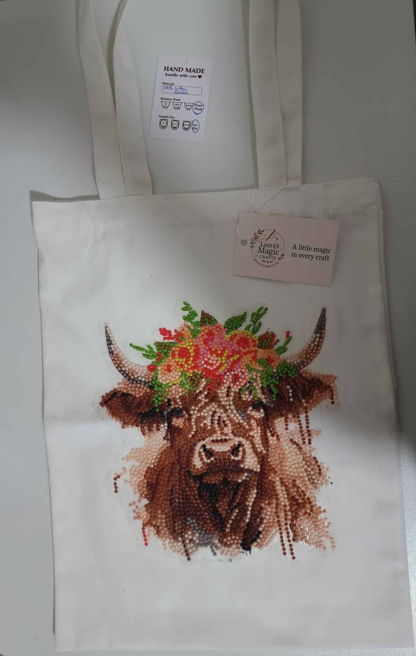 Canvas Tote bag with diamond art finish