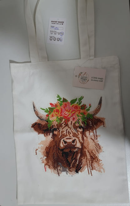 Canvas Tote bag with diamond art finish