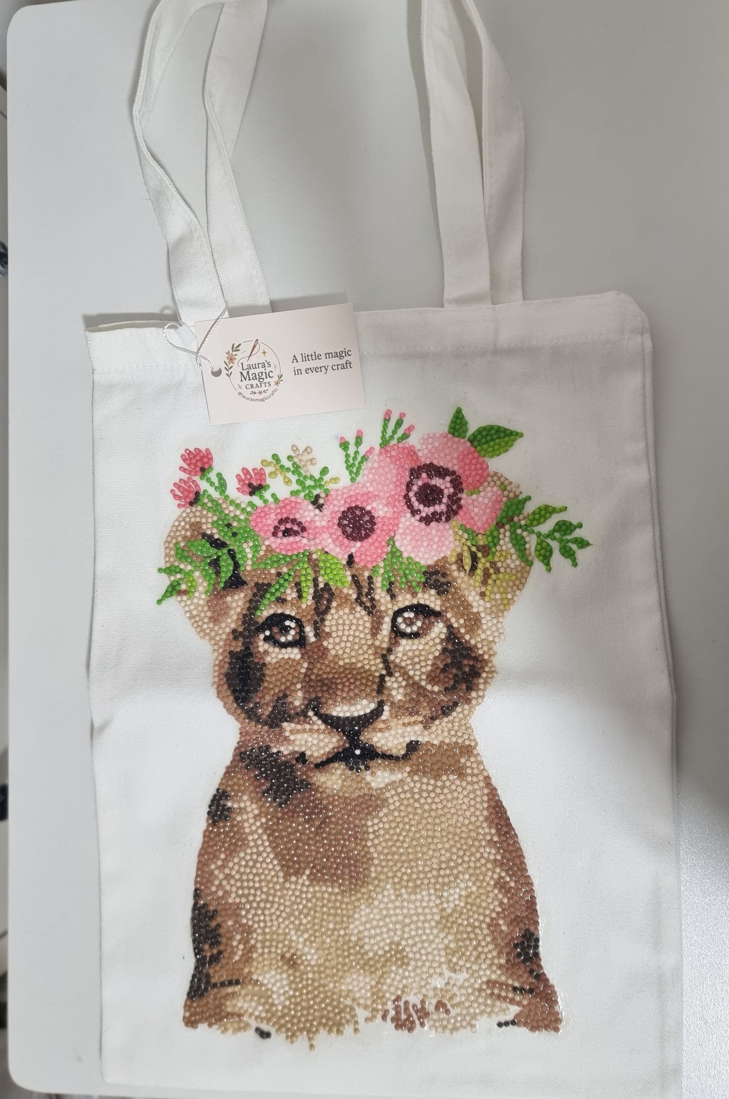 Canvas Tote bag with diamond art finish