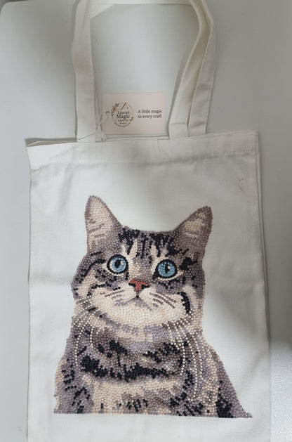Canvas Tote bag with diamond art finish