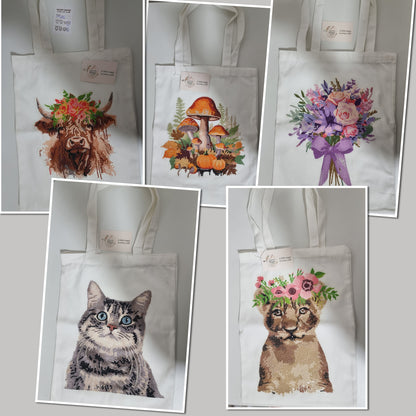 Canvas Tote bag with diamond art finish